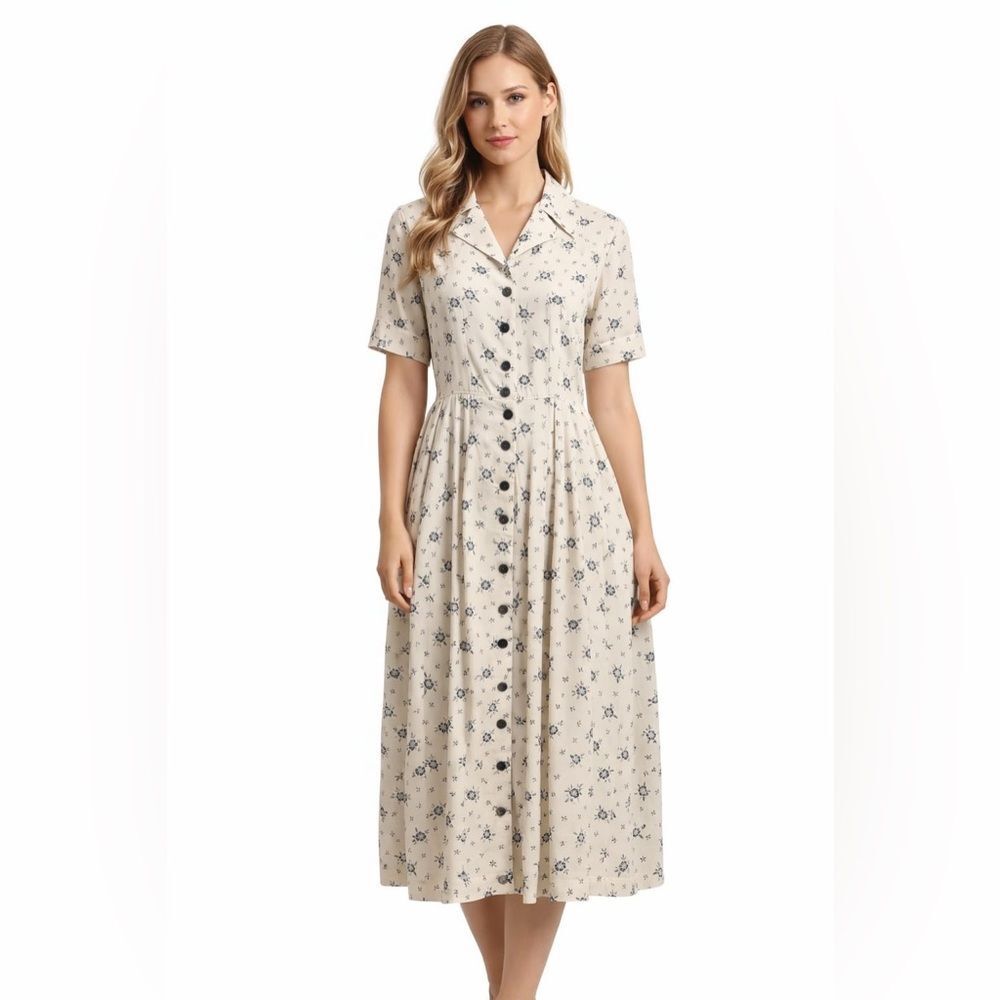 Belle Madison Floral Button-Down Cream Dress size M